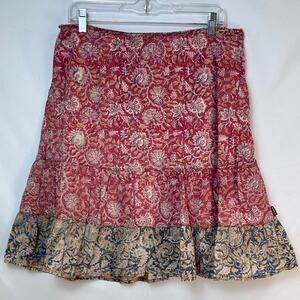 Kuhl Women 12 Red/Blue Floral Summer Knee Length Beach Vacation A-Line Skirt